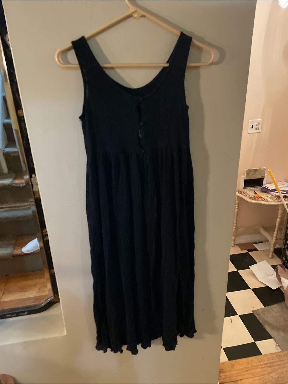 Vintage 90s Newfield lightweight black midi summer dress